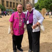 Day 8 - August 3. "After days of looking for him, I ran into Bishop Alvarado of El Salvador, at Lambeth Palace. Holy Trinity in West Orange has an active ministry in the Diocese of El Salvador." DAVID R. SMEDLEY PHOTO