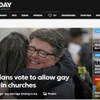 On the front page of USA Today's website after the historic vote.