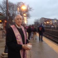 The Rev. Robert Browning of Grace Church, Rutherford at the Rutherford Train Station. BILL THIELE PHOTO