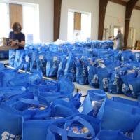 Between 400 and 500 bags of food are distributed every Tuesday. NINA NICHOLSON PHOTO