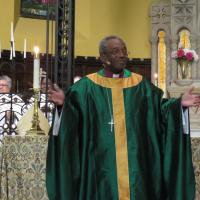 Presiding Bishop Curry preaching at St. Paul's, Paterson. SHARON SHERIDAN PHOTO