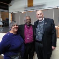 Presiding Bishop Curry with Linda Aprile-Soldwedel and the Rev. Deacon Erik Soldwedel. SHARON SHERIDAN PHOTO