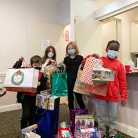 Kids at Atonement, Tenafly with donated toys, which they bagged. MIKAYAL KOSTYN PHOTO