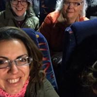 Susan Suarez of St. Paul's in Bergen, Jersey City on a bus to the Women's March in Washington. SUSAN SUAREZ PHOTO