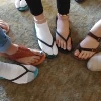 Many of the teens were wearing sandals or flip-flops because they'd donated the shoes off their feet and their extra clothing to the orphanage in the DR where they had been working. KATHRYN KING PHOTO