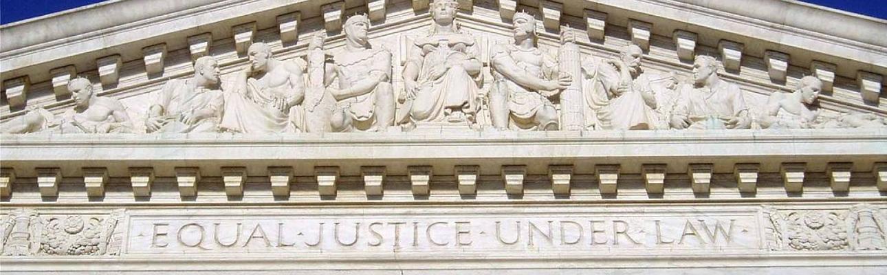 The western façade of the Supreme Court building: "Equal Justice Under Law"