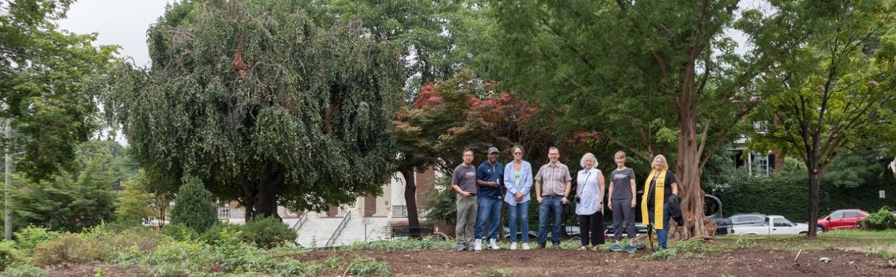 The author (third from right) standing with friends in the park where Robert E. Lee's statue once dominated. All of them played some part, along with so many others, in the events of A11/12. MICHAEL CHEUK PHOTO
