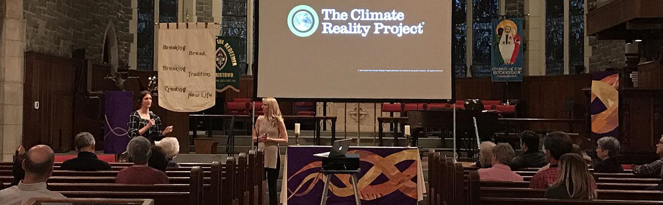 Author Shannon Falkner (right) and Meghan Marohn present “The Climate Crisis and Its Solutions" at Redeemer, Morristown. CYNTHIA BLACK PHOTO