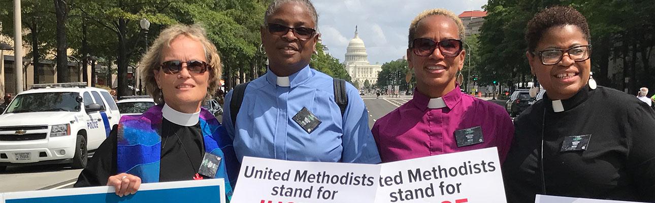 The Rev. Diana Wilcox with Methodist clergy at the 1000 Ministers March For Justice in Washington, D.C. PHOTO COURTESY DIANA WILCOX