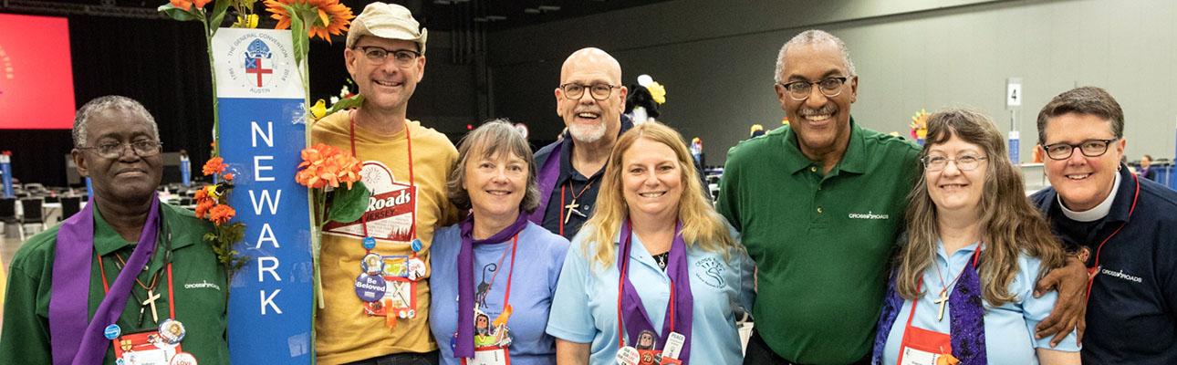 The Newark Deputation dressed for both Camp Shirt Day and Purple Scarf Day at General Convention. PHOTO COURTESY CYNTHIA BLACK