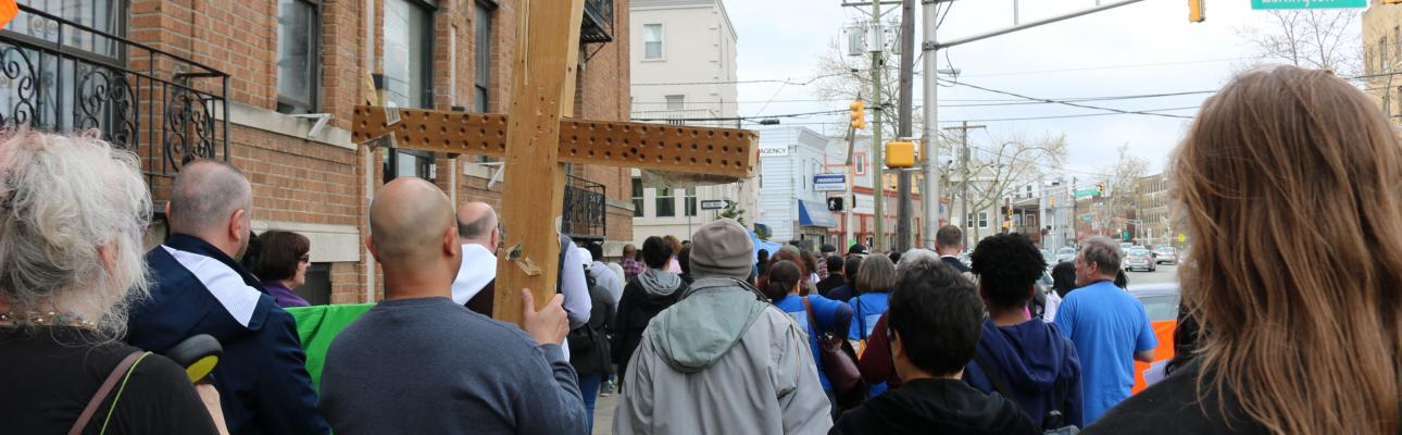 Stations of the Cross at the sites of violent crimes in Jersey City. NINA NICHOLSON PHOTO