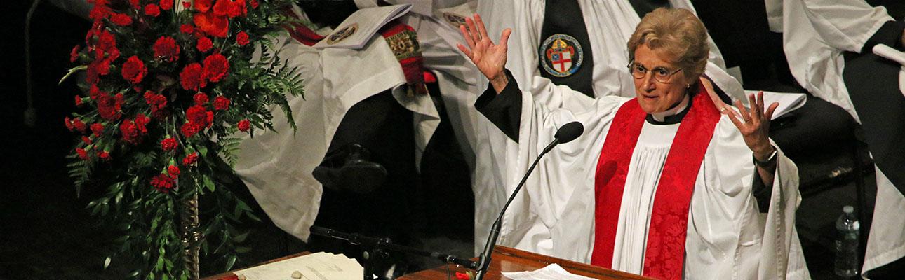 The Rev. Brenda G. Husson preaching at the consecration. NINA NICHOLSON PHOTO