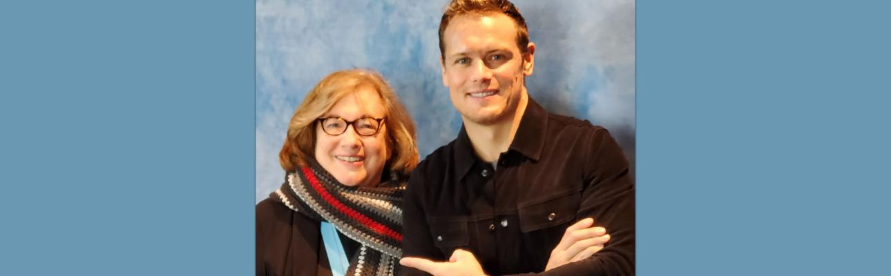 Kay Lark at a recent "Outlander" convention with one of the show's stars, Sam Heughan.
