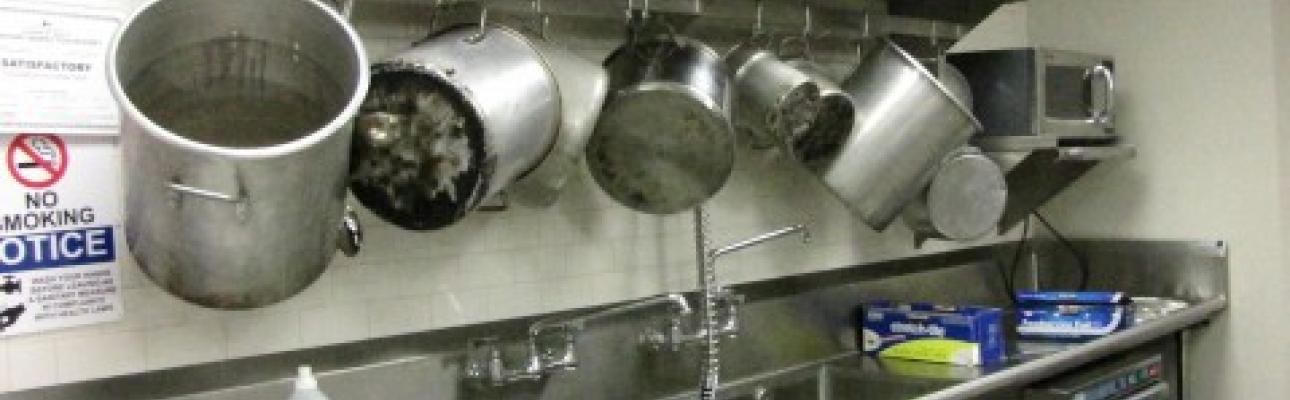 Pots  in the newly renovated kitchen at St. Peter’s, Morristown