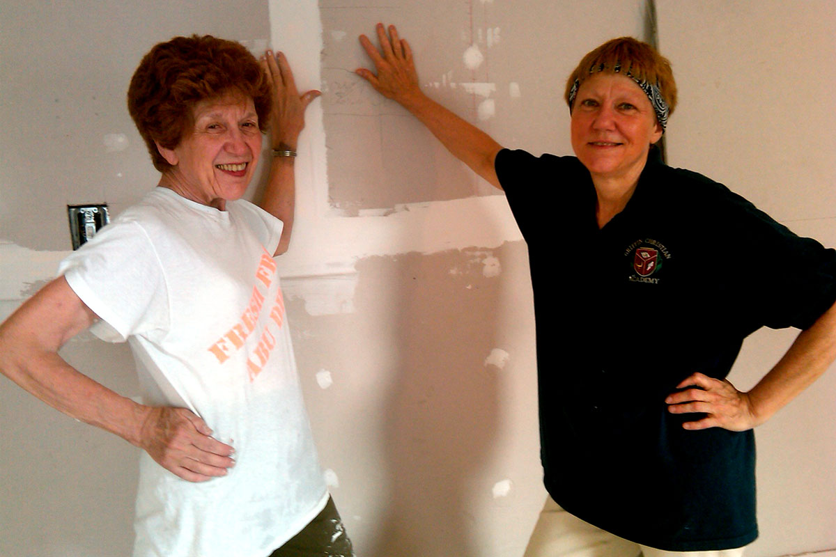 Judy Kilgore and Sister Victoria Michelle present some great spackling work. MARGARET OTTERBURN PHOTO