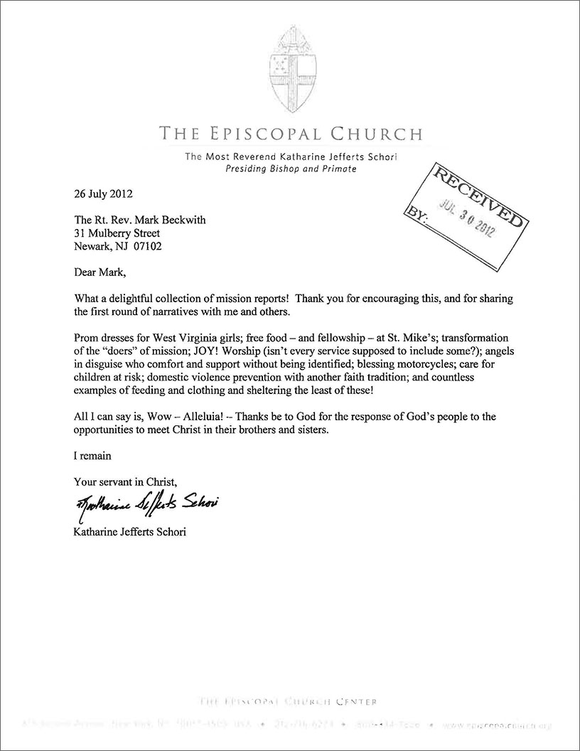 The Presiding Bishop's letter about the Parochial Report Page 5s