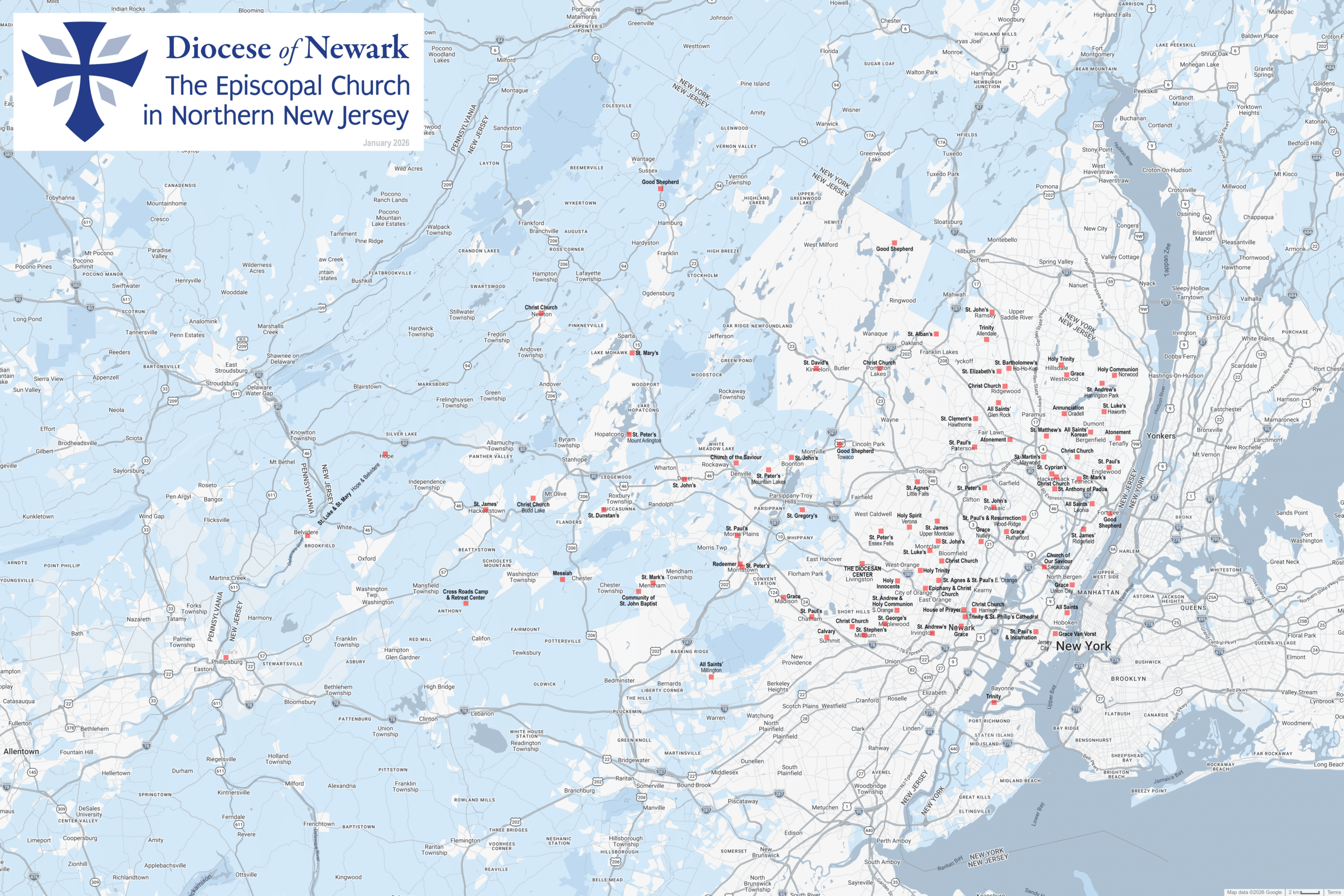 Diocese of Newark Map 30x20