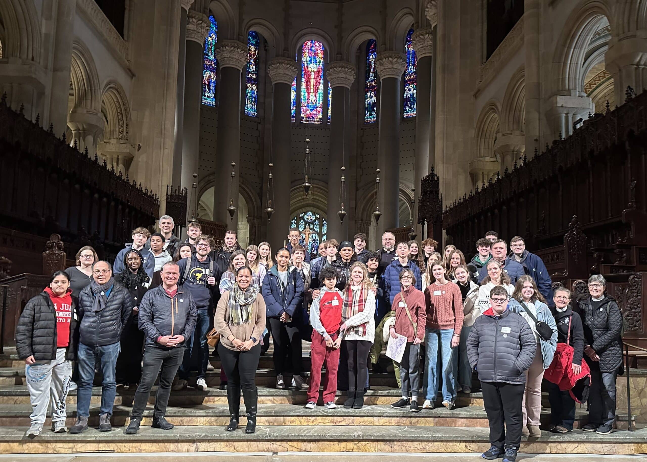 Youth and chaperones at St John the Divine, NYC